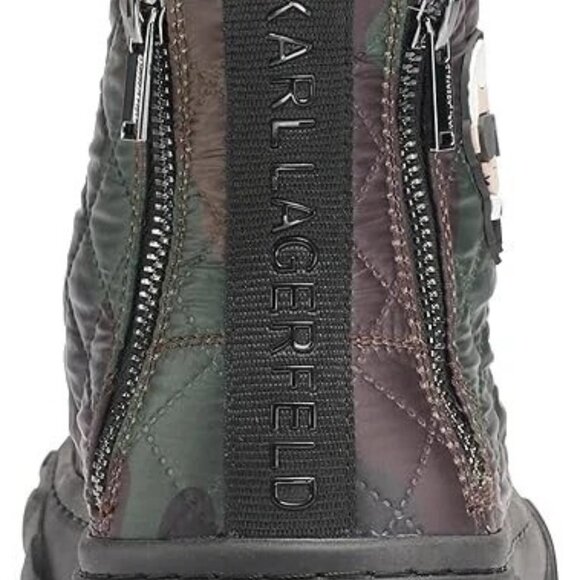 NWOB Karl Lagerfeld Paris Men\'s SHOES 10.5 Double Back Zip Quilted Camo Hi Top